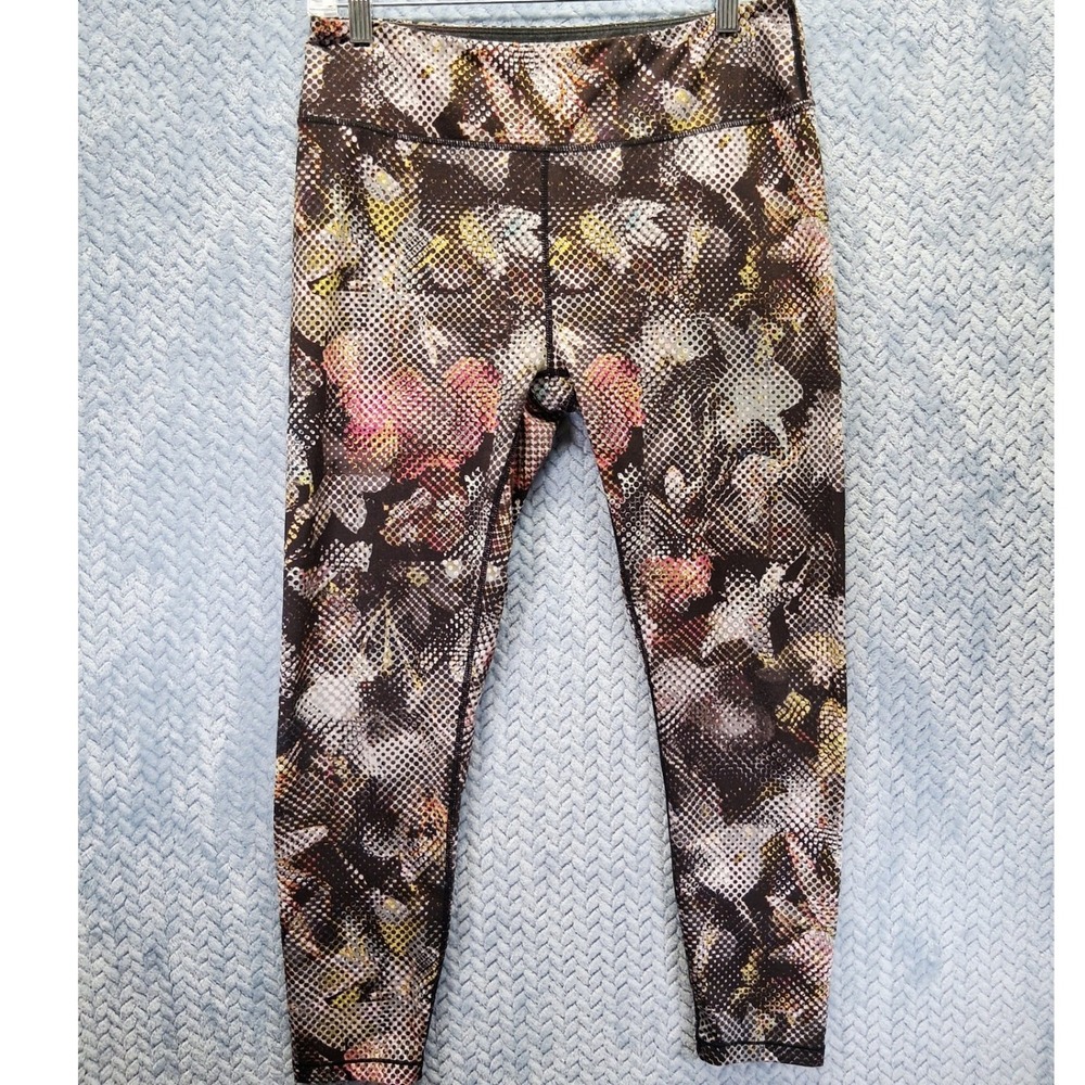 Prana Roxanne Printed Leggings Black Pink Abstract‎ Dot Yoga Pants W4ROXA114 L